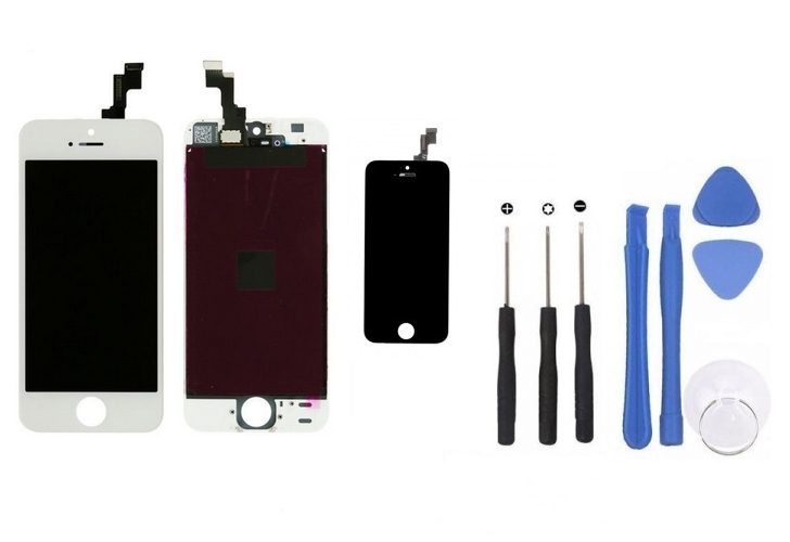 Haut Parleur Interne Yodoit Écran pour iPhone 5S/SE Noir 4,0 LCD Vitre Tactile Complet avec Home Bouton avec Kit de Réparation Caméra Frontale 
